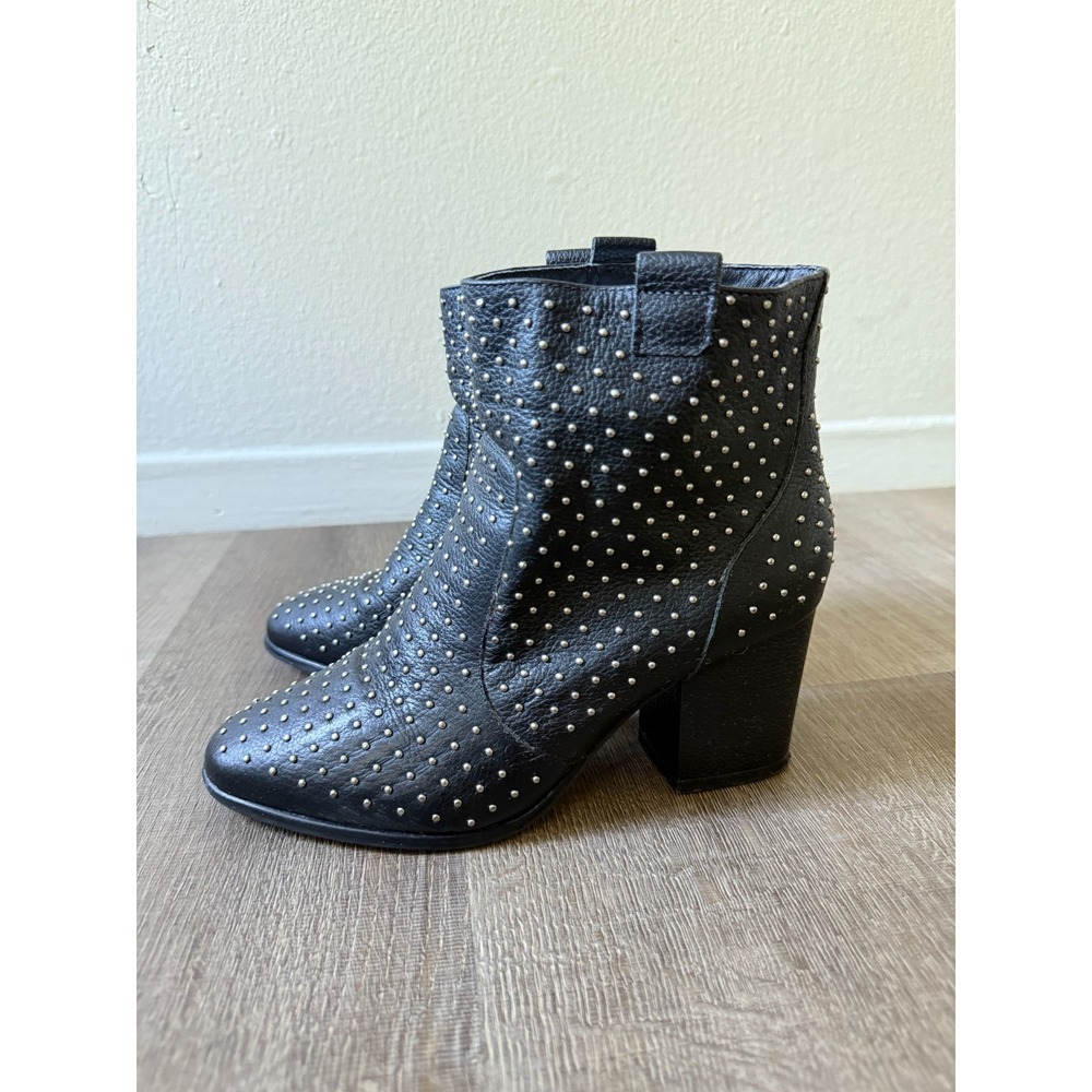 Rebecca Minkoff Sierra Studded Leather Ankle Bootie Black Women's 6M Block Heel - Picture 2 of 9